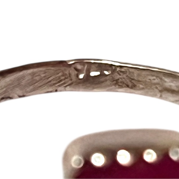 Elegant Artisan Square Ruby Sterling Silver Ring Size 6.75 - Picture 6 of 8